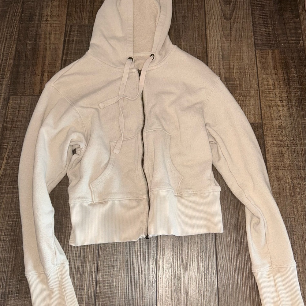 Aerie Cream Zip Up Hoodie